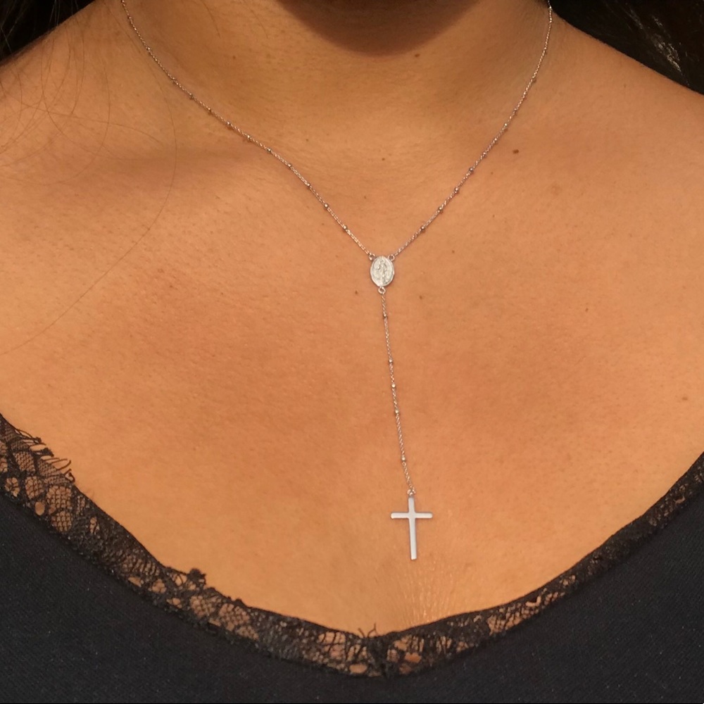 Sterling Silver Rosary Necklace